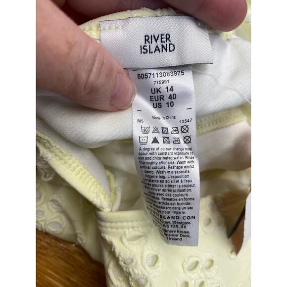 River Island Women's Yellow Broderie- One-Piece Swimsuits size 10  (B40 ) - Picture 8 of 10